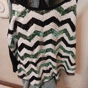 Rue21 Black and Green Sequin Tank Top